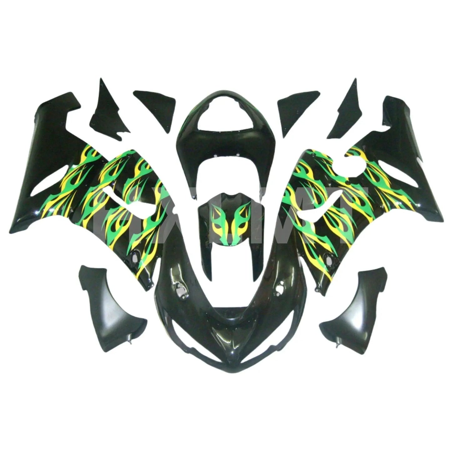 2005 2006 Bright Green Black Red Line Prints Bodywork Cowling Full Fairing Kit For Kawasaki ZX6R ZX 6R 636 05 06 - HXLMOTOR