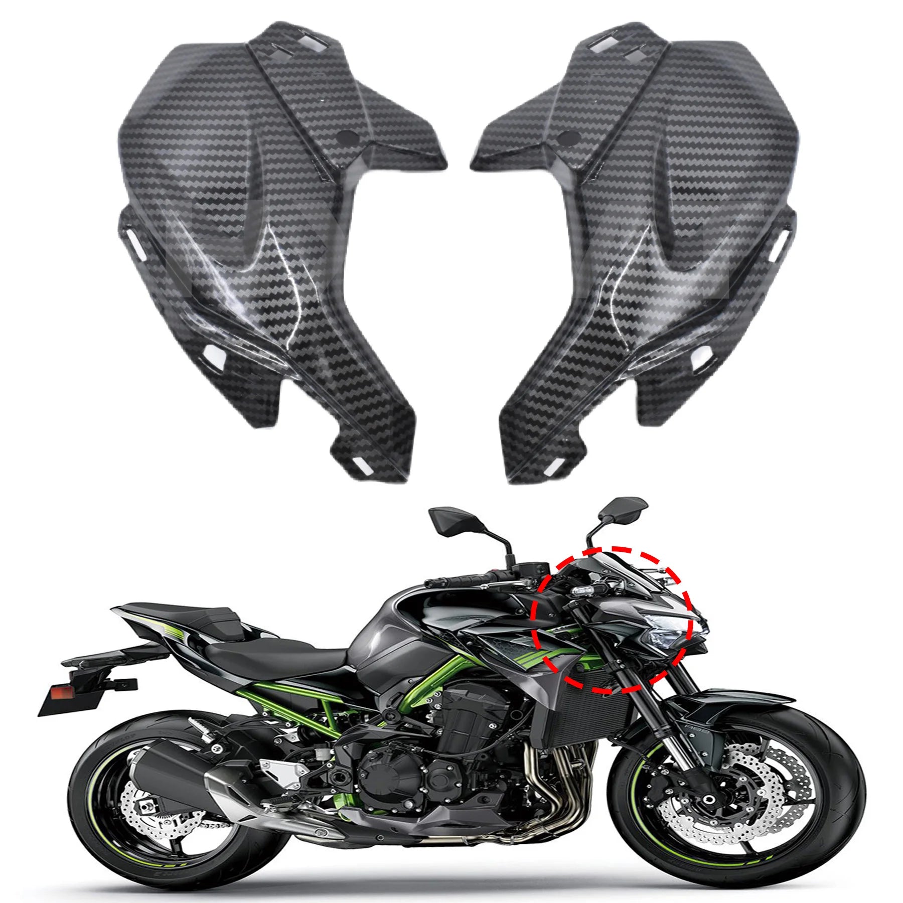 Fit For KAWASAKI Z900 2017 2018 2019 Z 900Motorcycle Headlight Panel Fairing Cowl Upper Front Side Nose Cover Carbon Accessories - HXLMOTOR