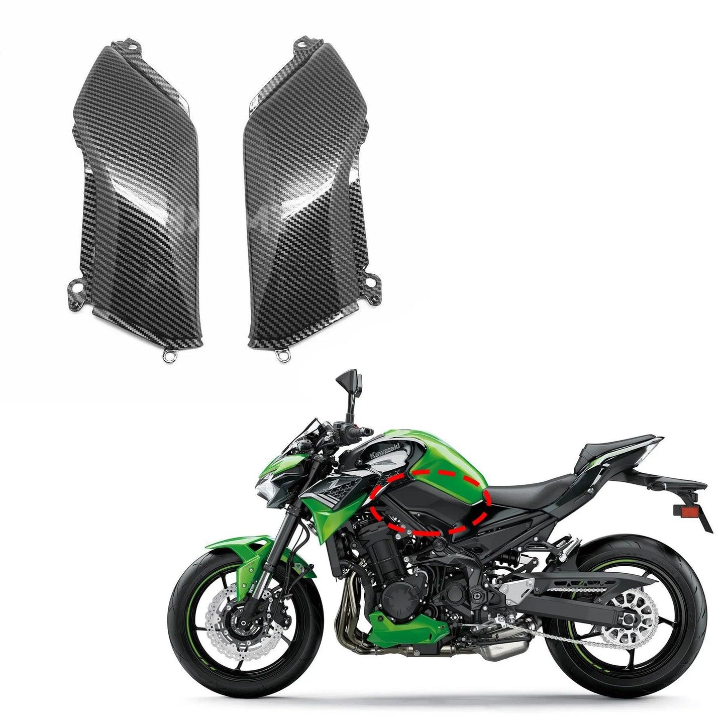 For Kawasaki Z900 Carbon Fiber Gas Tank Side Cover Fairing Front SIde Trim Panels Fit Z 900 2017 2018 2019 2020 2022 2023 HXLMOTOR