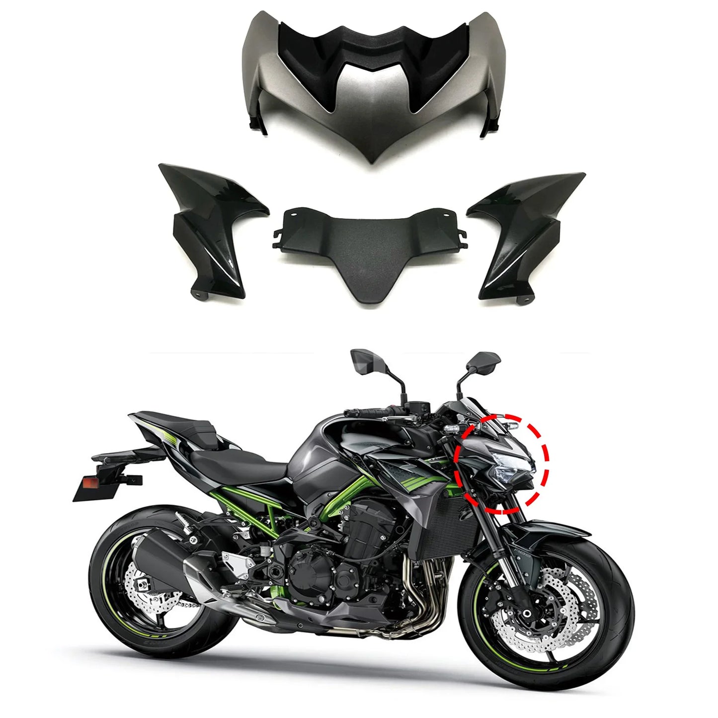 Z900 Headlight Fairing Front Lower Beak Nose Cone Cowl Cover Extension Aerodynamic Winglets For Kawasaki Z 900 2020 2021 2022 HXLMOTOR