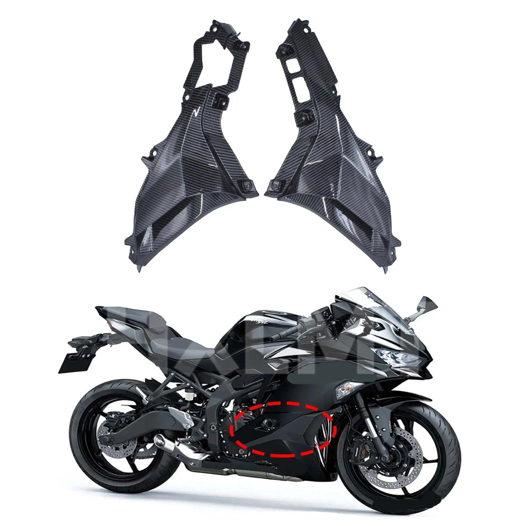 ZX250 2023 Motorcycle Side Cover Lower Shield Panel Guard ZX25R ZX-25R zx25r Carbon Fiber Side Panel Protector Accessories HXLMOTOR