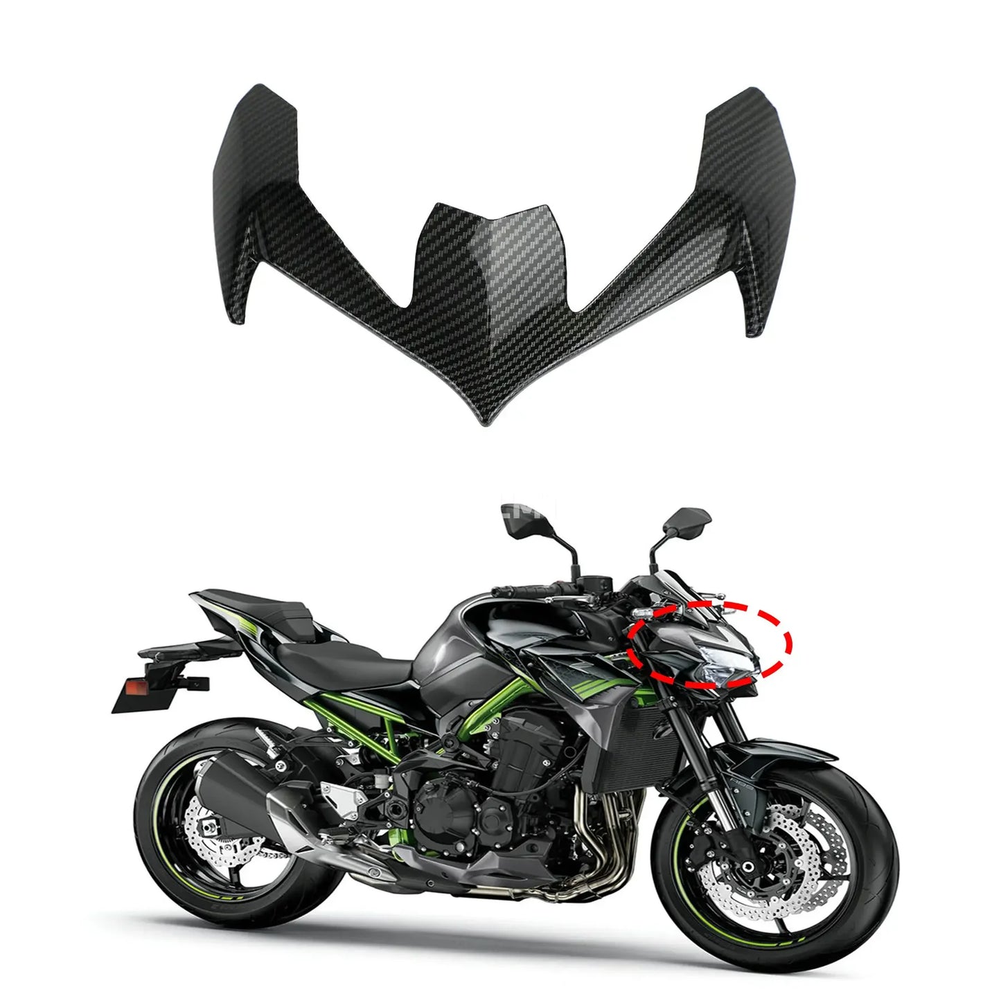 For Kawasaki Z900 2020 2021 2022 2023 Motorcycle Accessories Carbon Fiber Upper Headlight Cover Front Nose Head Fairing Cowls HXLMOTOR