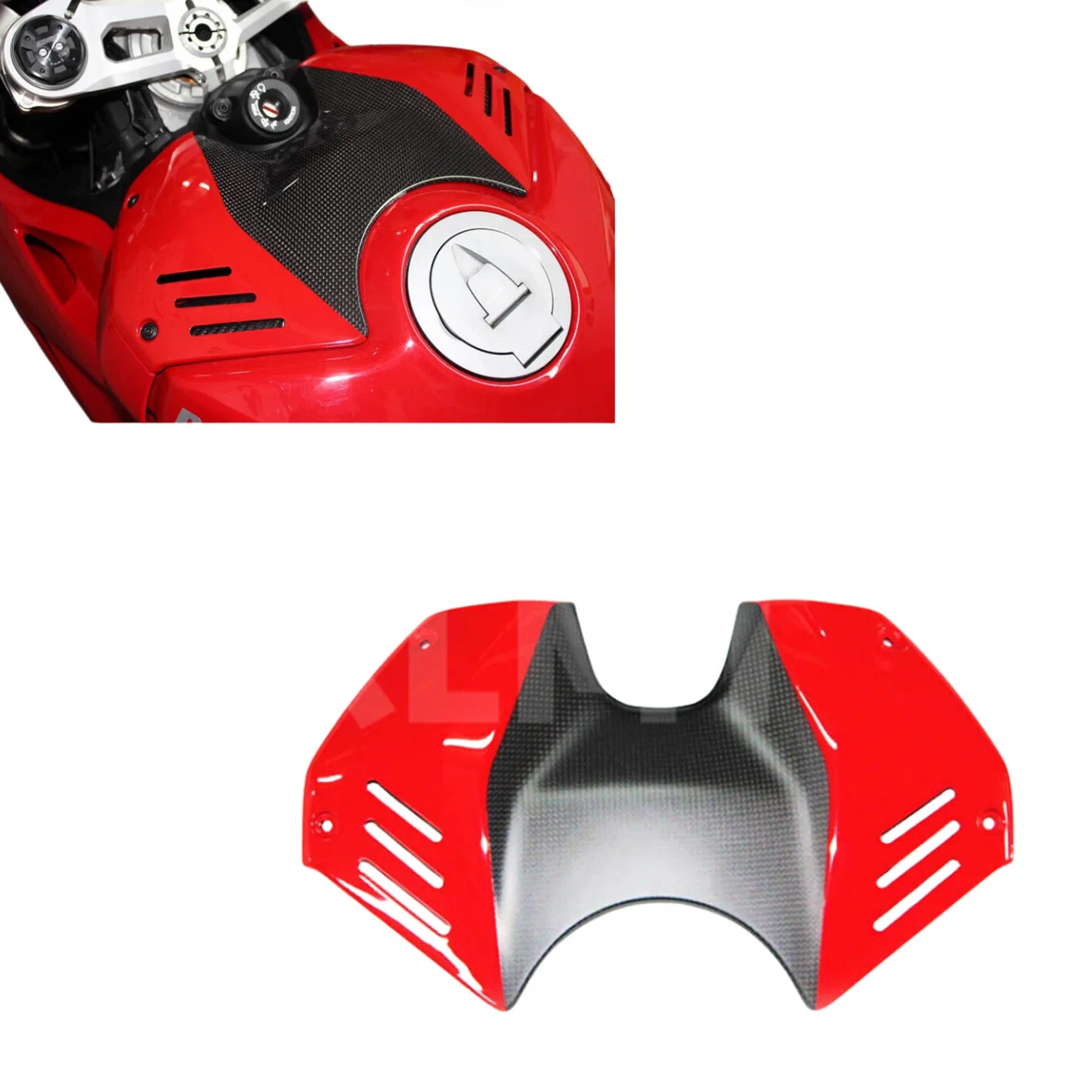 For Ducati Streetfighter V4 Real Carbon Fiber Front Fuel Gas Protection Battery Covers With titanium Mounting Screws Accessory HXLMOTOR