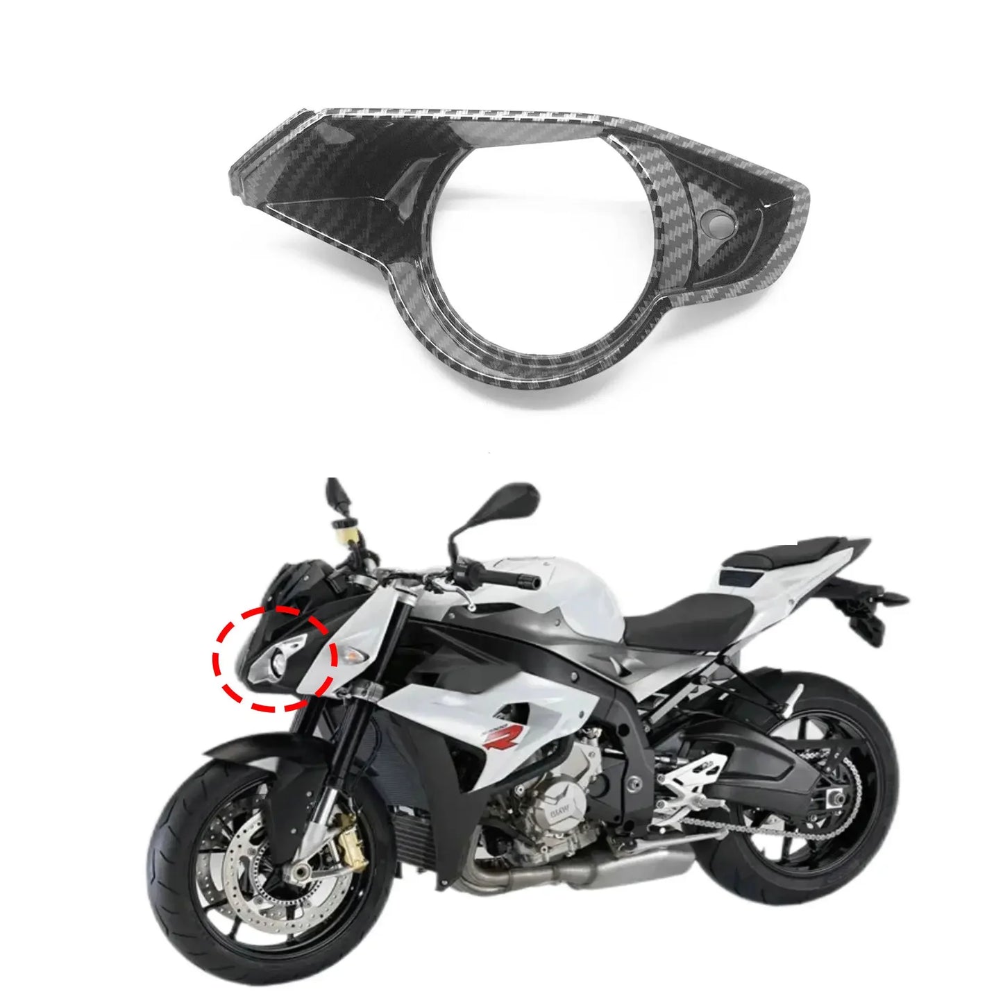 Carbon Fiber Motorcycle Front Left Nose Headlight Surround Fairing Cowling Cover Fit For BMW S1000R 2015 2016 2017 2018 HXLMOTOR