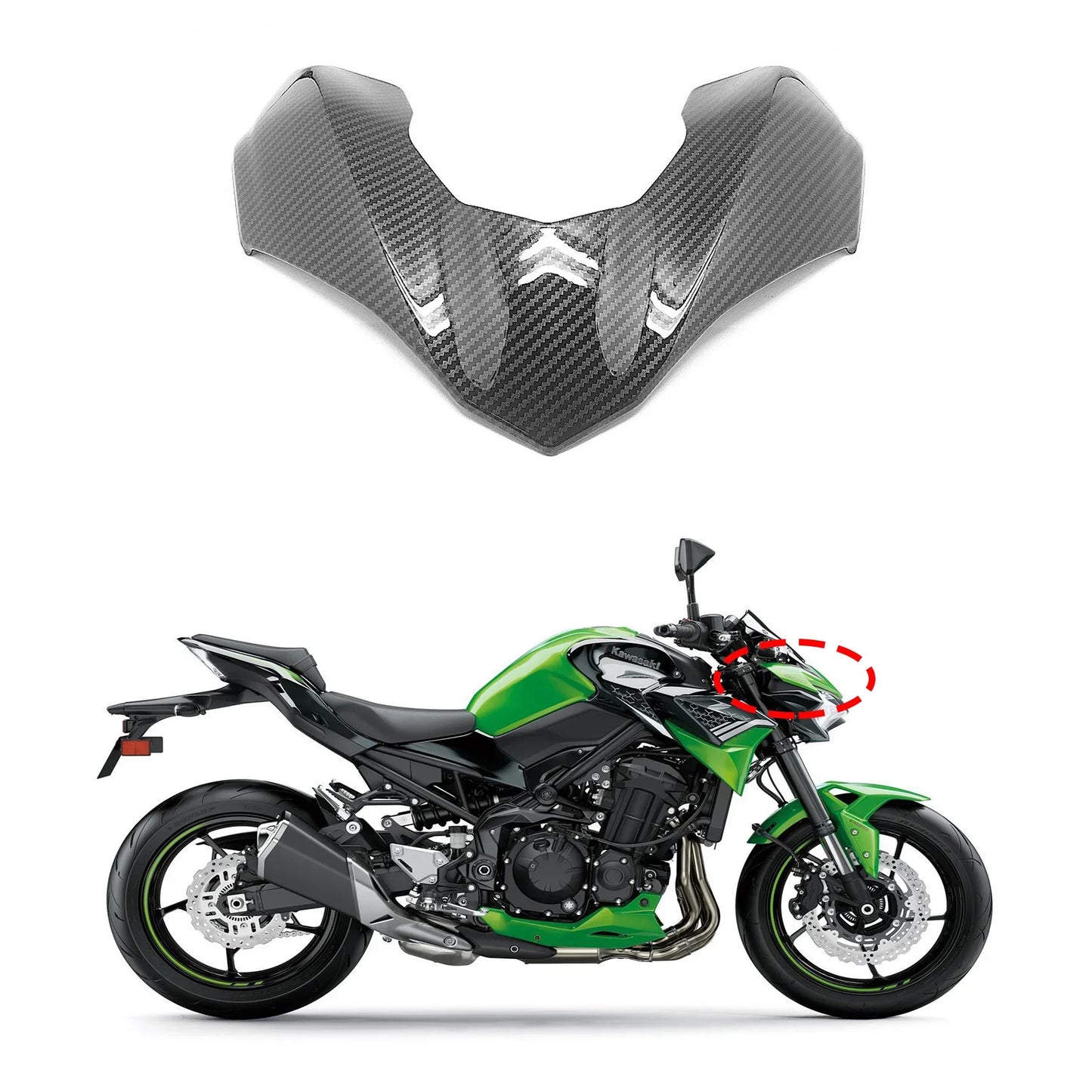 Z900 Carbon Upper Front Headlight Fairing Beak Nose Cone Extension Cowl Winglet Wing Cover Fit For Kawasaki Z 900 2017 2018 2019 HXLMOTOR