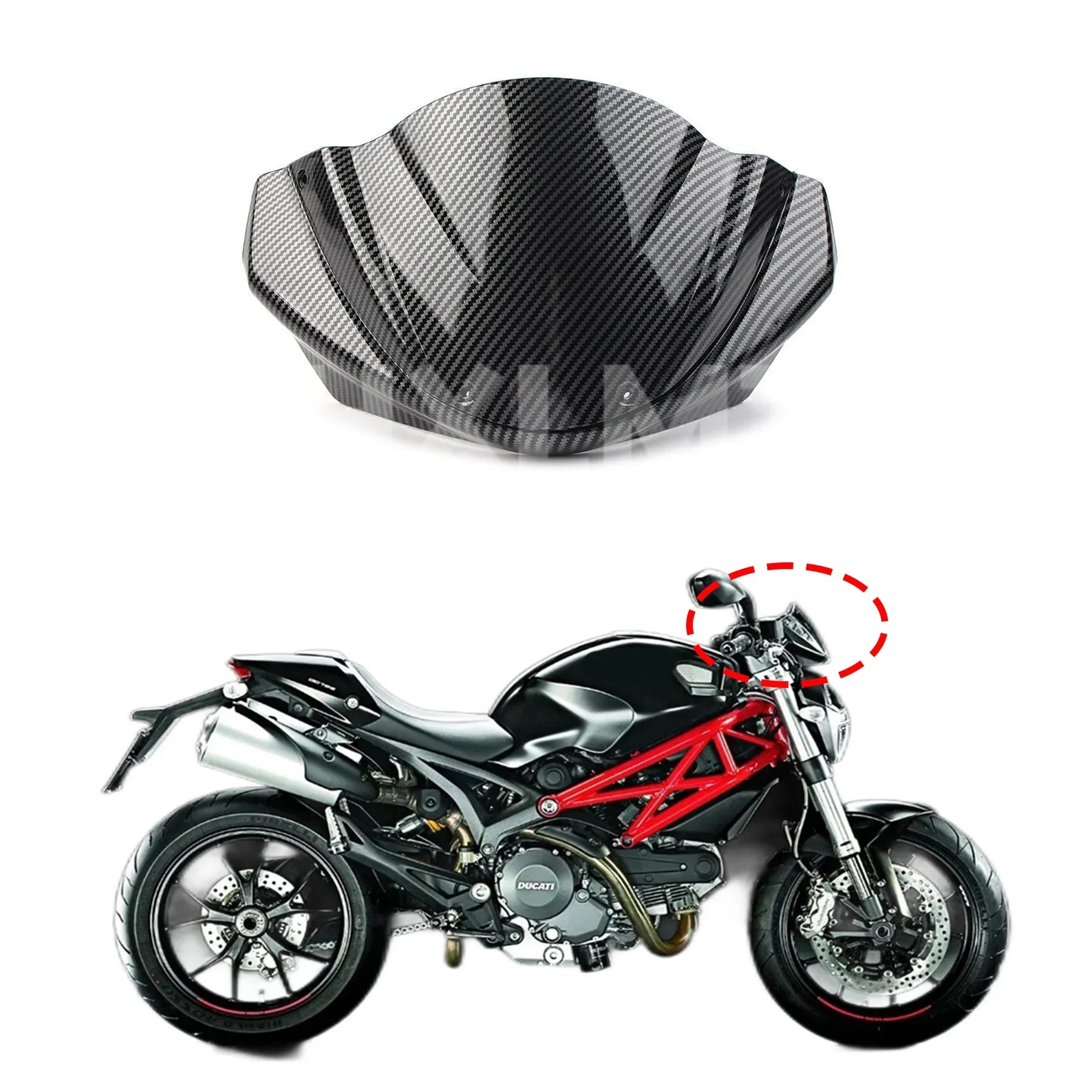 New Motorcycle Front Windshield Upper Fairing Headlight Cowl Nose Panel Fit For DUCATI Monster 696 796 1100 EVO Accessories HXLMOTOR