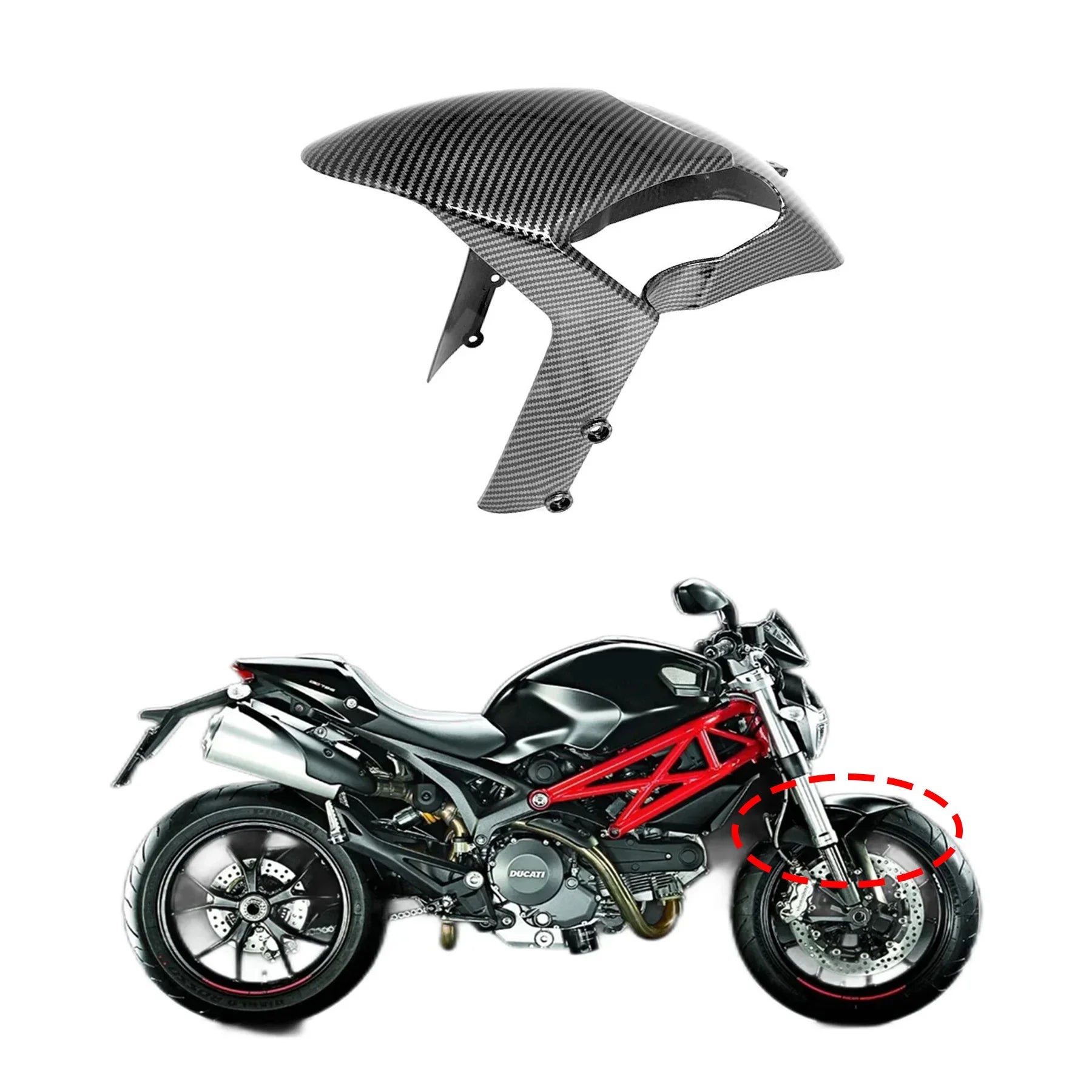 Carbon fiber Motorcycle Front Fender Splash Mud Dust Guard Mudguard Cover For DUCATI EVO Monster 696 796 1100 HXLMOTOR